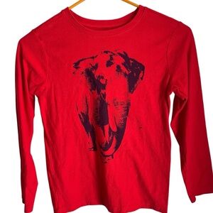 Tea Collection Boys Elephant Red Long Sleeve Shirt Size 10 EUC